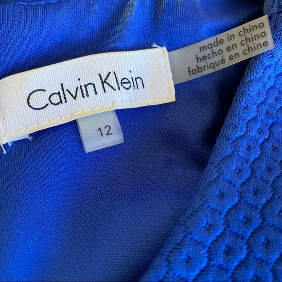 Calvin Klein Royal Blue Sheath Dress with Silver Zipper Accent Sz. 12 - Picture 3 of 12
